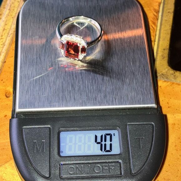 Red Labradorite Vermelho Red Garnet Sterling Silver Ring Size 8.75 - Picture 9 of 9